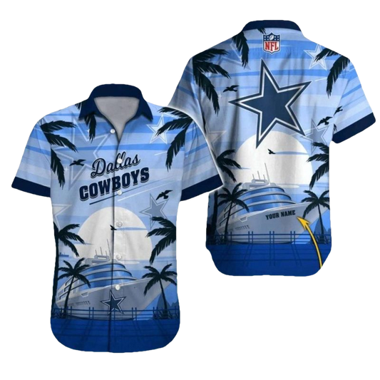 Personalized Dallas Cowboys Cruise Ship Tropical Theme Hawaiian Shirt - Moonbestprint