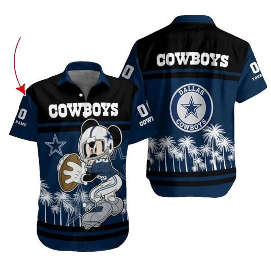 Personalized Dallas Cowboys Coconut Tree Touchdown Mickey Hawaiian Shirt - Moonbestprint