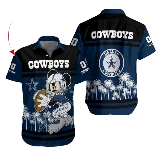 Personalized Dallas Cowboys Coconut Tree Touchdown Mickey Hawaiian Shirt - Moonbestprint