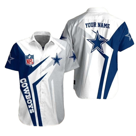 Personalized Dallas Cowboys Classic Stripe White And Blue Hawaiian Shirt - Moonbestprint