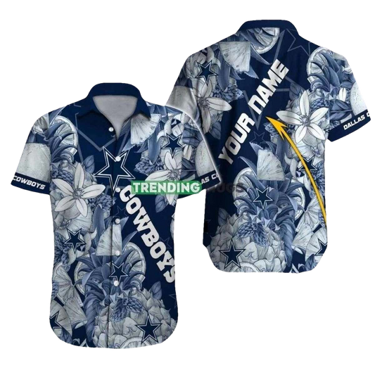 Personalized Dallas Cowboys Blue Floral Nice Logo Hawaiian Shirt - Moonbestprint
