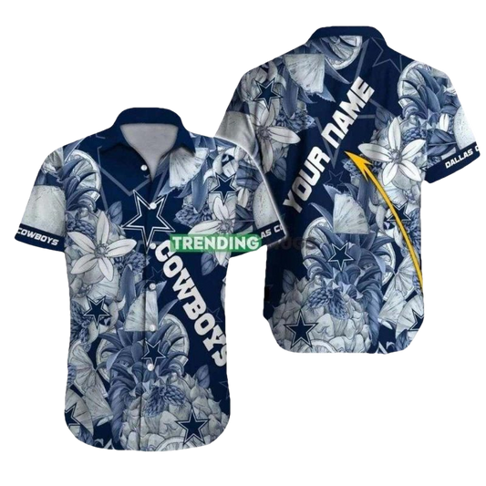 Personalized Dallas Cowboys Blue Floral Nice Logo Hawaiian Shirt - Moonbestprint