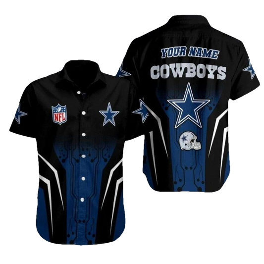 Personalized Black And Blue Electric Circuit Dallas Cowboys Hawaiian Shirt - Moonbestprint