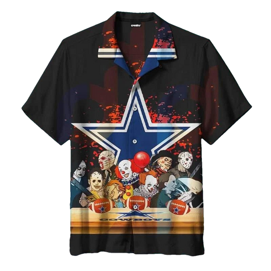 Horror Halloween Characters Dallas Cowboys Hawaiian Shirt - Moonbestprint