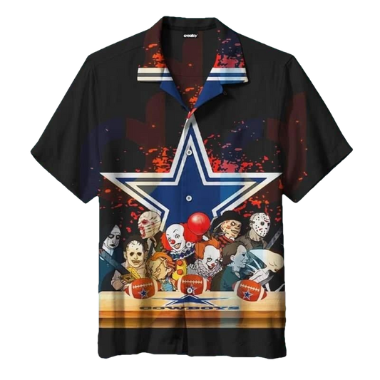 Horror Halloween Characters Dallas Cowboys Hawaiian Shirt - Moonbestprint