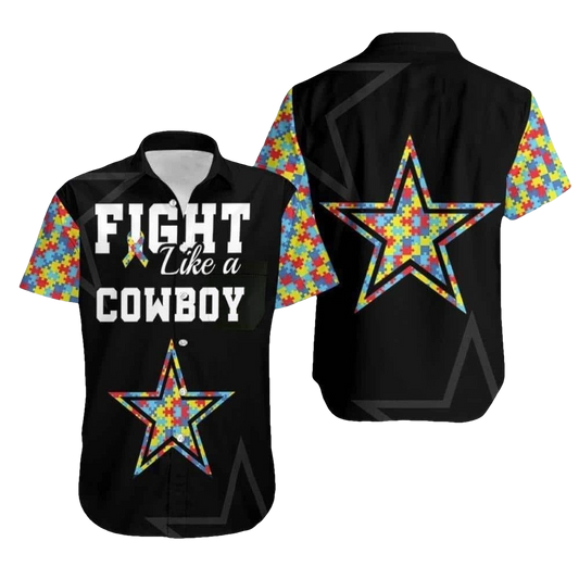 Fight Like A Dallas Cowboys Autism Support Beach Hawaiian Shirt - Moonbestprint