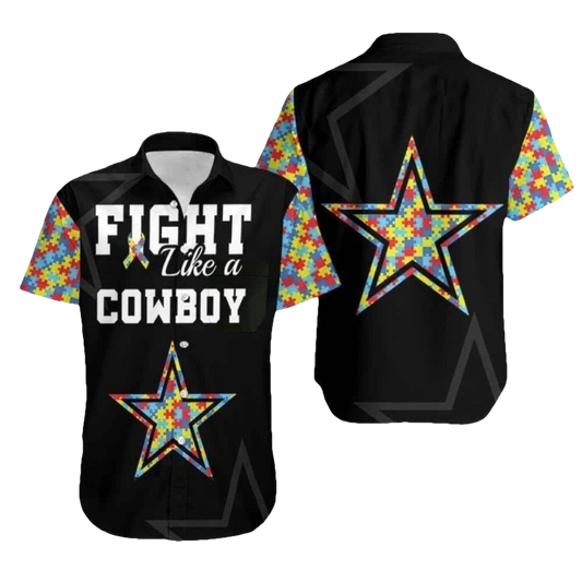 Fight Like A Dallas Cowboys Autism Support Beach Hawaiian Shirt - Moonbestprint