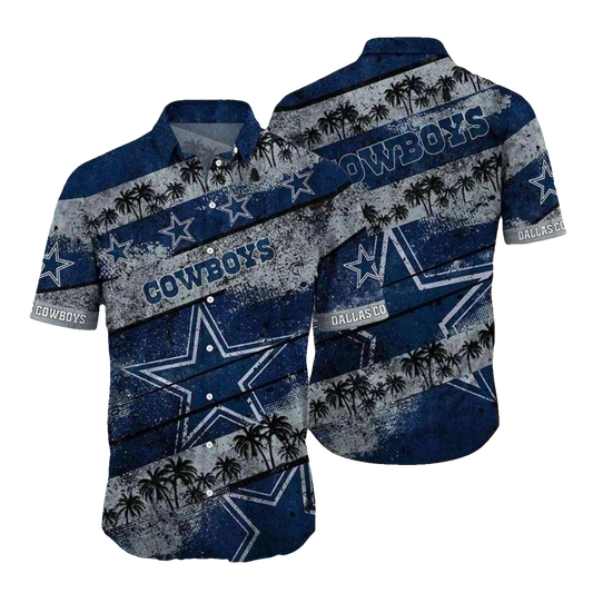 Dallas Cowboys Vintage Rustic Palm Tree Design Hawaiian Shirt - Moonbestprint