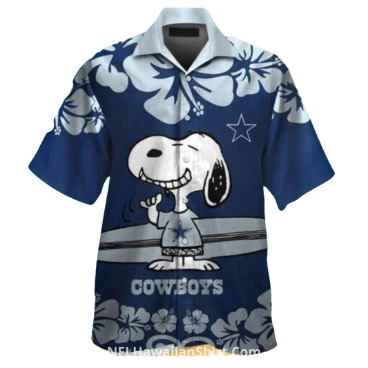 Dallas Cowboys Vintage Snoopy Floral Logo Hawaiian Shirt - Moonbestprint