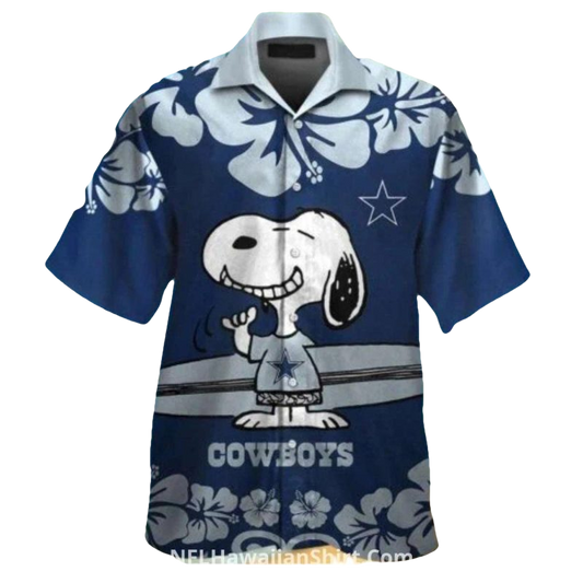 Dallas Cowboys Vintage Snoopy Floral Logo Hawaiian Shirt - Moonbestprint