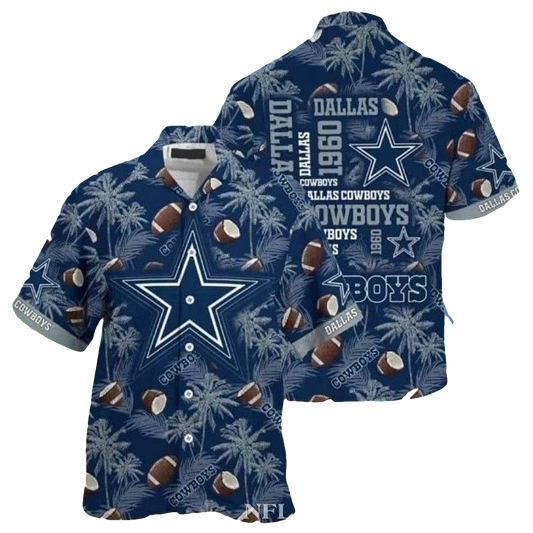 Dallas Cowboys Vintage Paradise Navy 1960 Edition Hawaiian Shirt - Moonbestprint