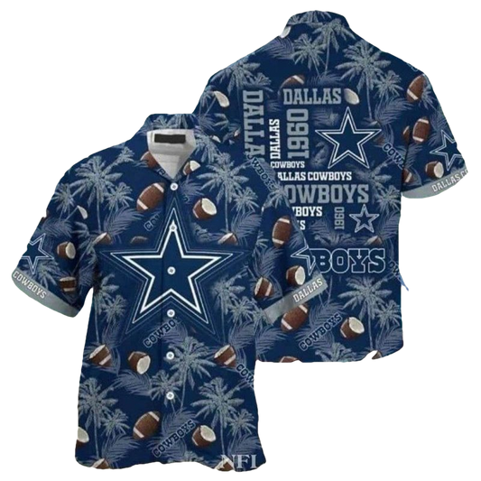 Dallas Cowboys Vintage Paradise Navy 1960 Edition Hawaiian Shirt - Moonbestprint