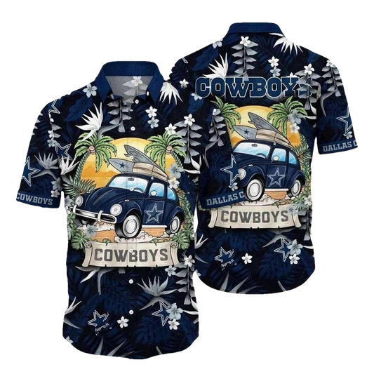 Dallas Cowboys Vintage Old Car Floral Hawaiian Shirt - Moonbestprint