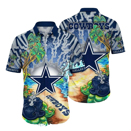 Dallas Cowboys Vintage Ocean Pattern Hawaiian Shirt - Moonbestprint