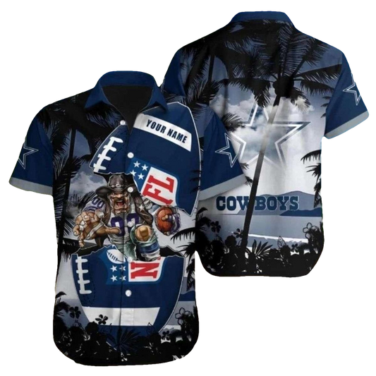 Dallas Cowboys Vintage Mascot And Ball Hawaiian Shirt - Moonbestprint