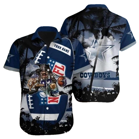 Dallas Cowboys Vintage Mascot And Ball Hawaiian Shirt - Moonbestprint