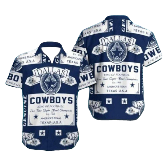 Dallas Cowboys Vintage Label Inspired Hawaiian Shirt - Moonbestprint