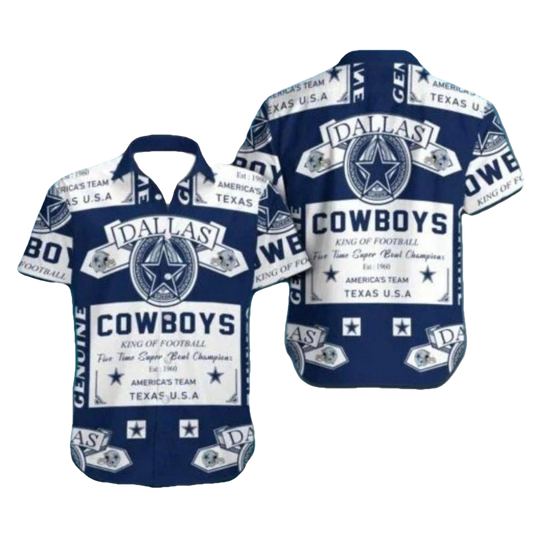 Dallas Cowboys Vintage Label Inspired Hawaiian Shirt - Moonbestprint