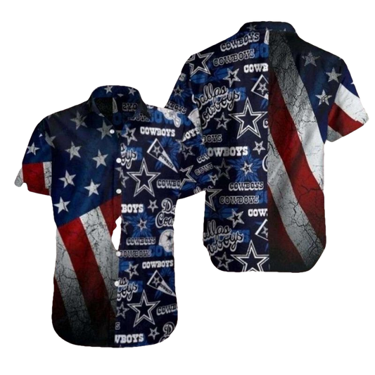 Dallas Cowboys Vintage American Pride Red White And Blue Hawaiian Shirt - Moonbestprint