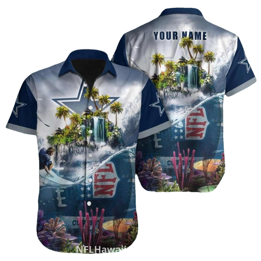 Dallas Cowboys Tropical Waterfall Pattern Hawaiian Shirt - Moonbestprint