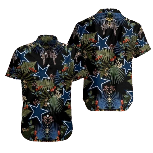 Dallas Cowboys Tropical Night With Starry Botanicals Hawaiian Shirt - Moonbestprint