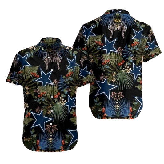 Dallas Cowboys Tropical Night With Starry Botanicals Hawaiian Shirt - Moonbestprint