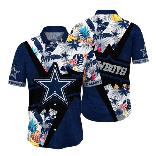 Dallas Cowboys Tropical Monochrome Elegance Hawaiian Shirt - Moonbestprint