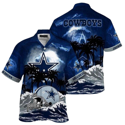 Dallas Cowboys Surfing Helmet Ride The Waves In Style Hawaiian Shirt - Moonbestprint