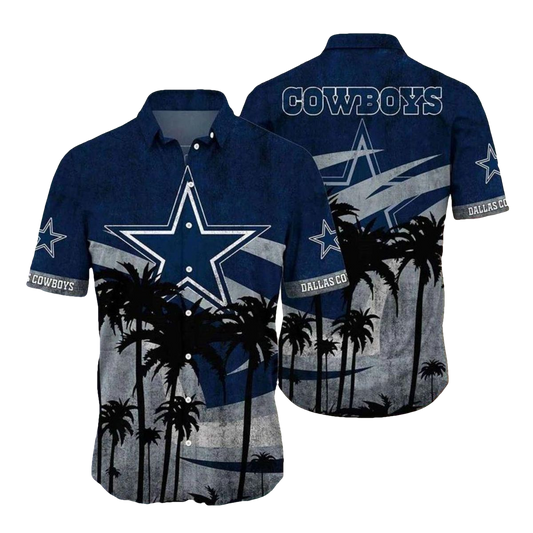 Dallas Cowboys Sunset Palm Trees Art Hawaiian Shirt - Moonbestprint