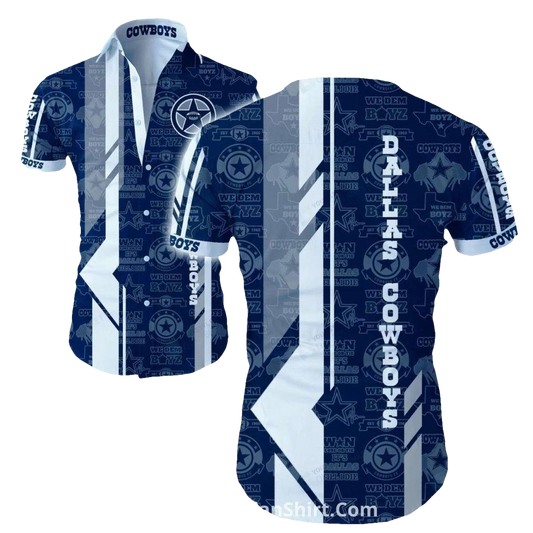 Dallas Cowboys Striped And Logo Collage Design Hawaiian Shirt - Moonbestprint