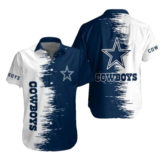 Dallas Cowboys Streaked Fan Spirit White And Blue Hawaiian Shirt - Moonbestprint
