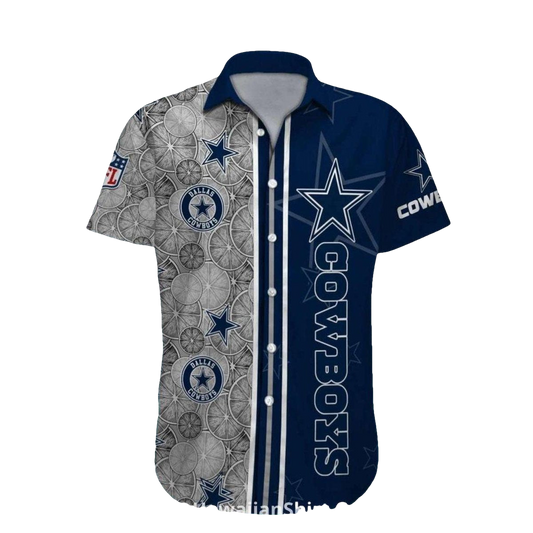Dallas Cowboys Star Stripes Split Design Hawaiian Shirt - Moonbestprint