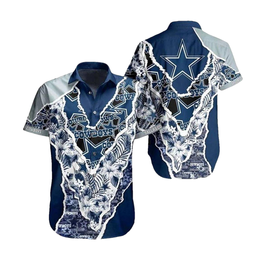 Dallas Cowboys Ripped Paper Effect Hawaiian Shirt - Moonbestprint