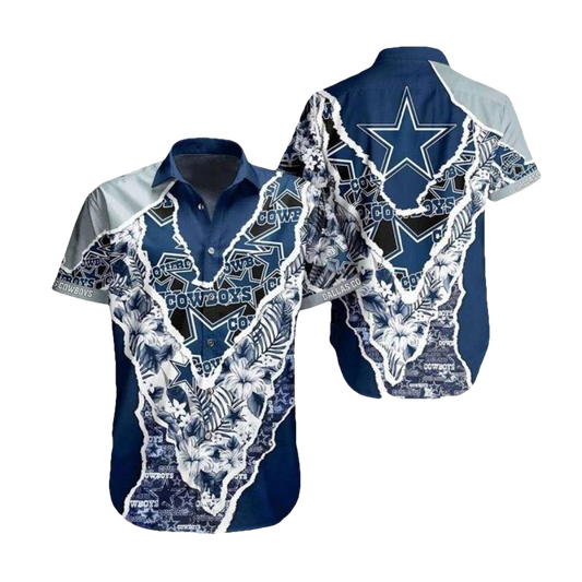 Dallas Cowboys Ripped Paper Effect Hawaiian Shirt - Moonbestprint