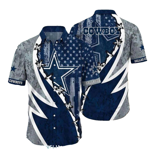 Dallas Cowboys Retro Logo And Lightning Design Hawaiian Shirt - Moonbestprint