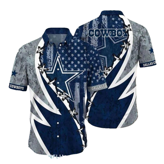 Dallas Cowboys Retro Logo And Lightning Design Hawaiian Shirt - Moonbestprint