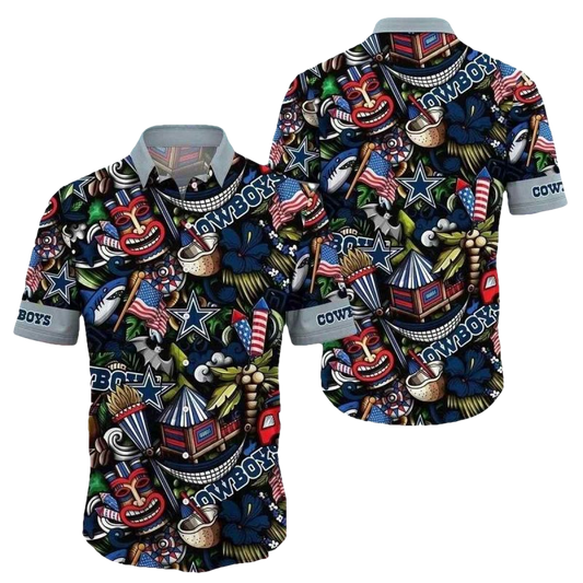 Dallas Cowboys Patriotic Tiki Fiesta Hawaiian Shirt - Moonbestprint