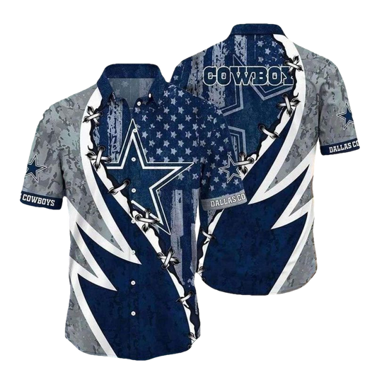 Dallas Cowboys Patriotic American Flag Hawaiian Shirt - Moonbestprint