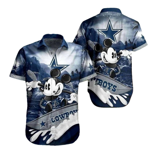 Dallas Cowboys Mickey Surfing Summer 2025 Hawaiian Shirt - Moonbestprint