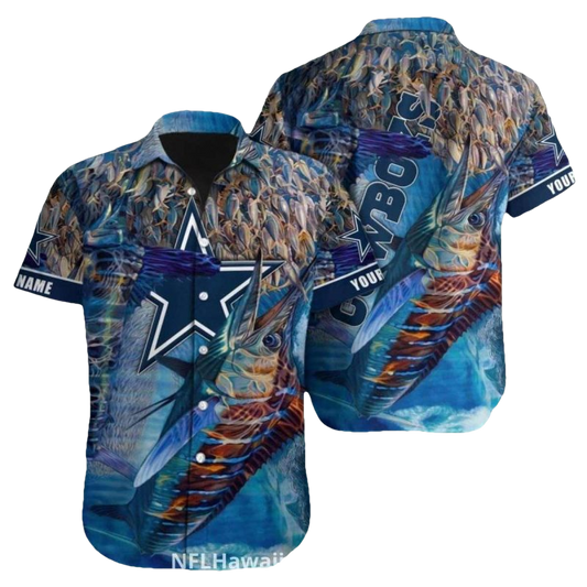 Dallas Cowboys Marlin Fishing Ocean Hawaiian Shirt - Moonbestprint