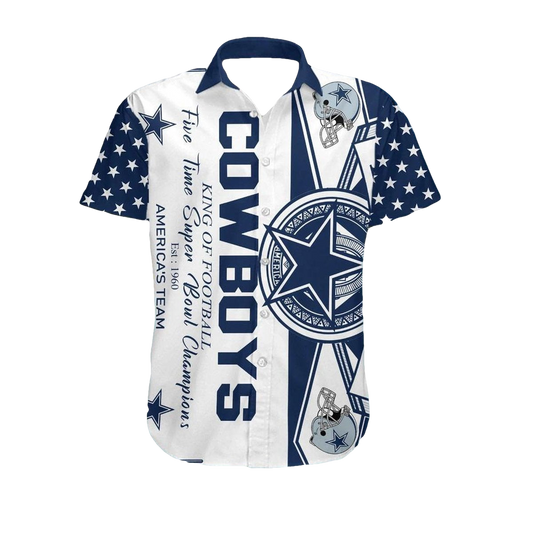 Dallas Cowboys Logo Retro White Hawaiian Shirt - Moonbestprint