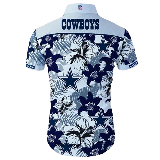 Dallas Cowboys Logo And Tropical Flower Summer Hawaiian Shirt - Moonbestprint