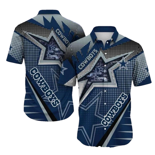 Dallas Cowboys Logo And Geometric Pattern Hawaiian Shirt - Moonbestprint