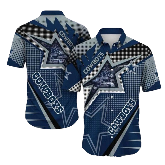 Dallas Cowboys Logo And Geometric Pattern Hawaiian Shirt - Moonbestprint