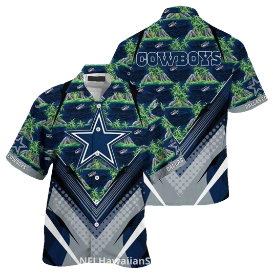 Dallas Cowboys Logo And Island Palm Trees Hawaiian Shirt - Moonbestprint