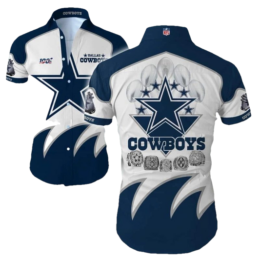 Dallas Cowboys Logo And 5 Champions Pattern Hawaiian Shirt - Moonbestprint