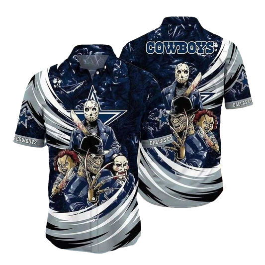 Dallas Cowboys Horror Squad Halloween Hawaiian Shirt - Moonbestprint