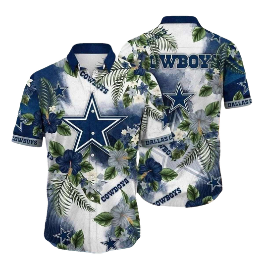 Dallas Cowboys Hibiscus Palms Harmony Hawaiian Shirt - Moonbestprint