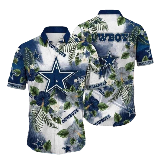 Dallas Cowboys Hibiscus Palms Harmony Hawaiian Shirt - Moonbestprint