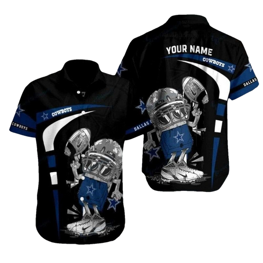 Dallas Cowboys Helmet Clash Monochrome Hawaiian Shirt - Moonbestprint
